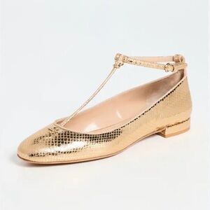 Ulla Johnson Louise Mary Jane Ballet Flat Gold Python